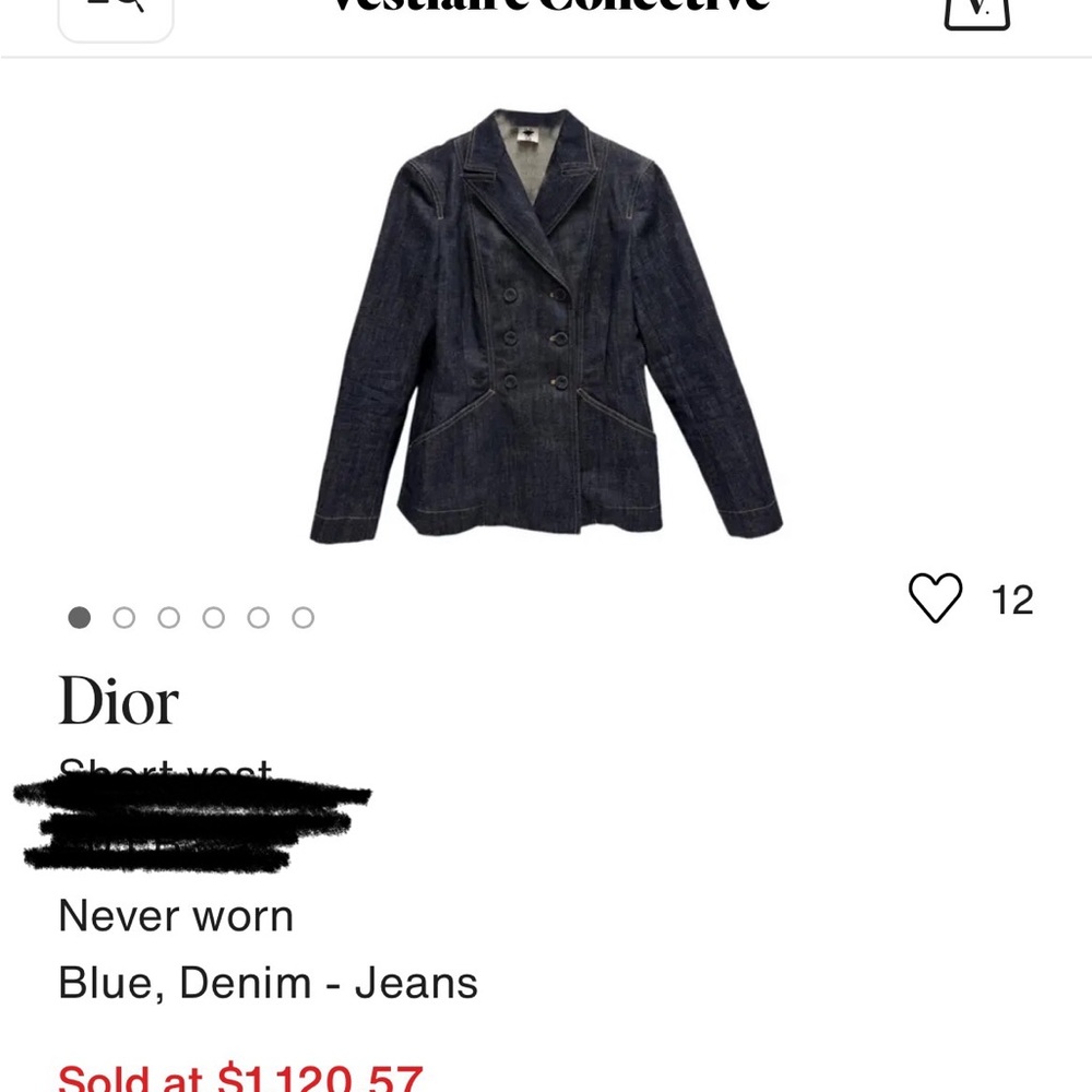 Dior Dark Blue Double-Breasted Jean Jacket - Picture 5 of 7